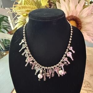 Uno de 50 Silver Keys Beaded Charm Necklace